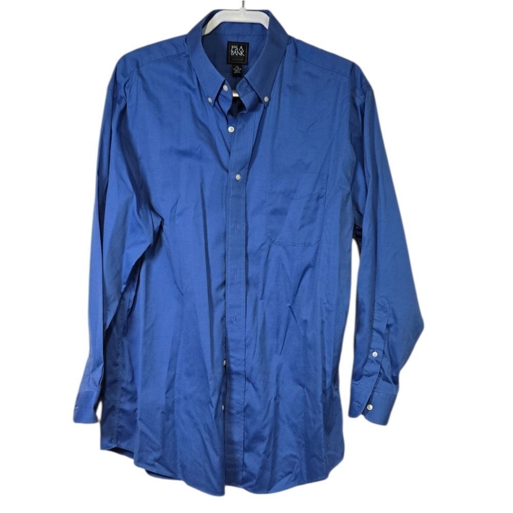 Jos. A. Bank Traveler Royal Blue Oxford Dress Shirt Men’s 17 34 Button Collar